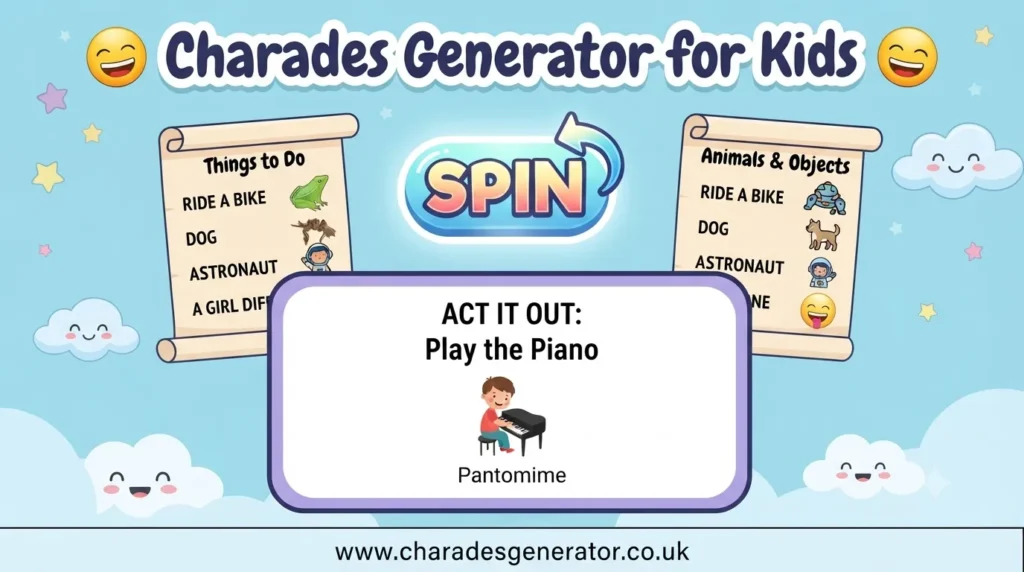 Charades Generator for Kids